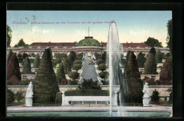 AK Potsdam, Schloss Sanssouci Mit Den Terrassen Und Der Grossen Fontaine  - Autres & Non Classés