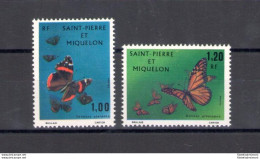 1975 Saint Pierre Et Miquelon , Yvert N. 441-42 - 2 Valori - MNH** - Vlinders