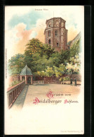 Lithographie Heidelberg, Blick Richtung Grosser Alten  - Heidelberg