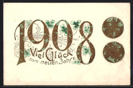 AK Jahreszahl 1908 Mit Geldmünzen  - Munten (afbeeldingen)