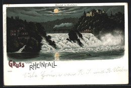 Lithographie Rheinfall, Gesamtansicht Bei Vollmond  - Autres & Non Classés