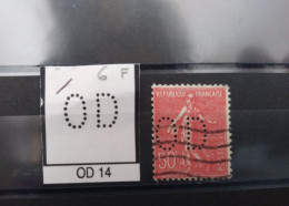FRANCE OD 14 TIMBRE INDICE 6 SUR 199 PERFORE PERFORES PERFIN PERFINS PERFO PERFORATION PERFORIERT - Used Stamps