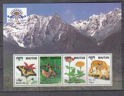BHUTAN, 2000, International Stamp Exhibition "Indepex Asiana 2000" - Calcutta, India - Fauna And Flora,  MS, MNH, (**) - Bhoutan
