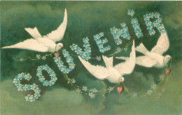Carte Gaufrée - Theme Oiseaux Colombe Souvenir   Q 2628 - Oiseaux