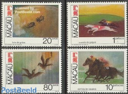 Macao 1990 Games With Animals 4v, Mint NH, Nature - Sport - Animals (others & Mixed) - Birds - Dogs - Horses - Insects.. - Nuevos