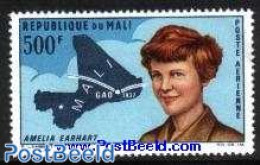 Mali 1967 Amelia Earhart 1v, Mint NH, History - Transport - Various - Women - Aircraft & Aviation - Maps - Zonder Classificatie