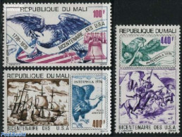 Mali 1976 US Independence 3v, Mint NH, History - Nature - Transport - US Bicentenary - Birds - Birds Of Prey - Stamps .. - Timbres Sur Timbres