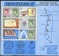 Montserrat 1976 Stamp Centenary S/s, Mint NH, Transport - Post - Stamps On Stamps - Automobiles - Ships And Boats - Poste