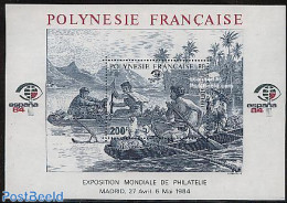 French Polynesia 1984 Espana 84 S/s, Mint NH, Nature - Sport - Transport - Dogs - Fruit - Kayaks & Rowing - Ships And .. - Ongebruikt