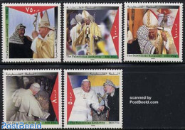 Palestinian Terr. 2000 Visit Of Pope John Paul II 5v, Mint NH, Religion - Pope - Religion - Pausen