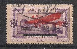 GRAND LIBAN - 1927 - Poste Aérienne PA N°YT. 23 - Avion 5pi Violet - Oblitéré / Used - Gebruikt