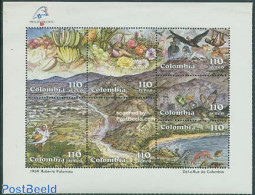 Colombia 1989 Philexfrance 7v M/s, Mint NH, History - Nature - Science - Geology - Animals (others & Mixed) - Birds - .. - Poissons