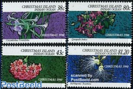 Christmas Islands 1990 Christmas 4v, Mint NH, Nature - Religion - Flowers & Plants - Christmas - Christmas