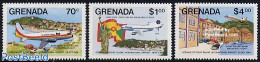 Grenada 1985 New Airport 3v, Mint NH, Transport - Aircraft & Aviation - Avions