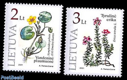 Lithuania 2001 Red Book, Flowers 2v, Mint NH, Nature - Flowers & Plants - Litauen