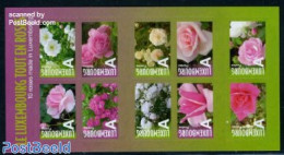 Luxemburg 2010 Roses 10v S-a, Foil Booklet, Mint NH, Nature - Flowers & Plants - Roses - Nuovi