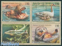 United Nations, Geneva 2000 Endangered Animals 4v [+], Mint NH, Nature - Animals (others & Mixed) - Birds - Hippopotam.. - Other & Unclassified