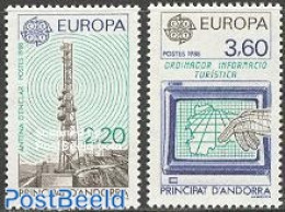 Andorra, French Post 1988 Europa, Telecommunication 2v, Mint NH, History - Science - Europa (cept) - Computers & IT - .. - Neufs