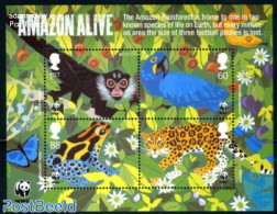 Great Britain 2011 WWF, Amazon Alive 4v M/s, Mint NH, Nature - Animals (others & Mixed) - Birds - Cat Family - Frogs &.. - Nuevos