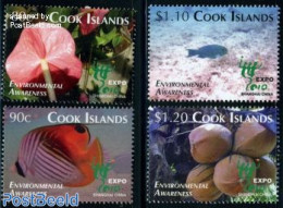 Cook Islands 2010 Expo Shanghai 4v, Mint NH, Nature - Various - Fish - Flowers & Plants - Fruit - World Expositions - Fishes