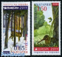 Bulgaria 2011 Europa, Forests 2v, Mint NH, History - Nature - Europa (cept) - Animals (others & Mixed) - Birds - Deer .. - Unused Stamps