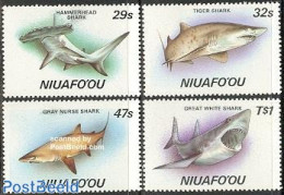 Niuafo'ou 1987 Sharks 4v, Mint NH, Nature - Fish - Sharks - Vissen