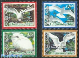 Norfolk Island 2002 Christmas, Birds 4v, Mint NH, Nature - Religion - Birds - Christmas - Weihnachten