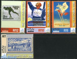 Maldives 2006 Olympic Winter Games 4v, Mint NH, Sport - Olympic Winter Games - Skating - Stamps On Stamps - Postzegels Op Postzegels