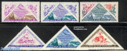 San Marino 1952 Stamp Day 6v, Mint NH, Nature - Transport - Flowers & Plants - Stamp Day - Aircraft & Aviation - Ongebruikt