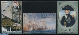 Nauru 2005 Battle Of Trafalgar 3v, Mint NH, History - Transport - Various - Decorations - Ships And Boats - Uniforms - Militaria