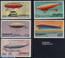 Penrhyn 1983 200 Years Aviation 5v, Mint NH, Transport - Balloons - Zeppelins - Luchtballons