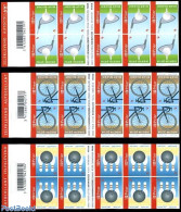 Belgium 2007 Sports 3 Foil Booklets, Mint NH, Sport - Cycling - Golf - Sport (other And Mixed) - Stamp Booklets - Ongebruikt