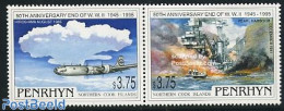 Penrhyn 1995 End Of W.W. II 2v [:], Mint NH, History - Transport - World War II - Aircraft & Aviation - Ships And Boats - Guerre Mondiale (Seconde)