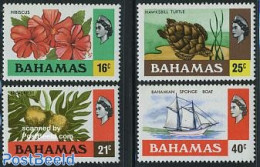 Bahamas 1976 Definitives 4v, Mint NH, Nature - Transport - Flowers & Plants - Fruit - Turtles - Ships And Boats - Frutta