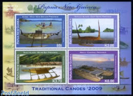 Papua New Guinea 2009 Tradional Canoes 4v M/s, Mint NH, Transport - Ships And Boats - Bateaux