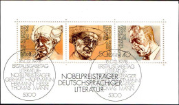 RFA Bloc Obl Yv:15 Mi:16 Nobelpreisträger Deutschsprachiger Literatur (F.day) Bonn 16-02-1978 - 1959-1980