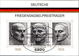 RFA Bloc Obl Yv:10 Mi:11 Deutsche Friedensnobelpreisträger Bonn 4-11-75 - 1959-1980