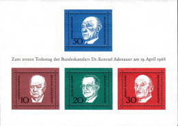 RFA Bloc N* Yv: 3 Mi:4 Zum 1.Todestag Des Bundeskanzlers Adenauer (défaut Gomme) - 1959-1980