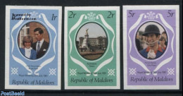 Maldives 1981 Charles & Diana Wedding 3v, Imperforated, Mint NH, Kings & Queens (Royalty) - Familles Royales