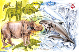 Macao 2020 Animal Protection S/s, Mint NH, Nature - Animals (others & Mixed) - Rhinoceros - Sea Mammals - Neufs