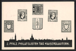 AK Kaiserslautern, 2. Pfälz. Philatelisten Tag  - Timbres (représentations)