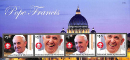 Micronesia 2014 Pope Francis 2x2v M/s, Mint NH, Religion - Pope - Religion - Papes