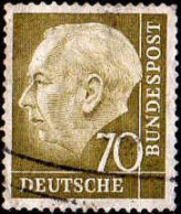 RFA Poste Obl Yv:  71C Mi:191 Theodor Heuss 20x24 (Dents Courtes) Lign.Ondulées - Used Stamps