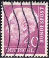 RFA Poste Obl Yv:  71 Mi:188 Theodor Heuss 20x24 (Lign.Ondulées) - Used Stamps