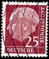 RFA Poste Obl Yv:  69A Mi:186 Theodor Heuss Deutsche Bundespräsident (Lign.Ondulées) - Used Stamps