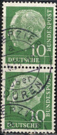 RFA Poste Obl Yv:  67 Mi:183 Theodor Heuss Paire Paire (TB Cachet Rond) - Usados