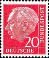 RFA Poste N** Yv:  69 Mi:185 Theodor Heuss (Dent(s) 1 Peu Courte) - Unused Stamps