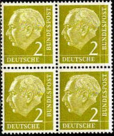 RFA Poste N** Yv:  62A Mi:177 Theodor Heuss Bloc De 4 - Unused Stamps