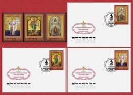 Russia 2023 Icons Of The Moscow Kremlin,Mother Of God, Spassky Tower,. NIKOLSKAYA TOWER, 3v Mint MNH + 3 FDC (**) - Ongebruikt