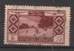 GRAND LIBAN - 1936 - Poste Aérienne PA N°YT. 53 - Avion 5pi Brun-carminé - Oblitéré / Used - Oblitérés
